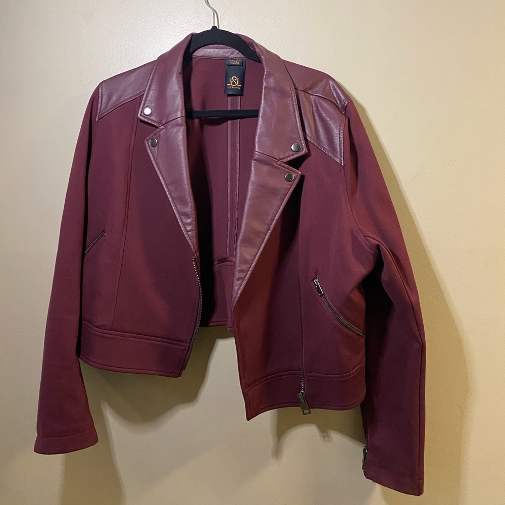 Addition Elle Love & Legend Mixed Media Cropped Jacket - Size 16